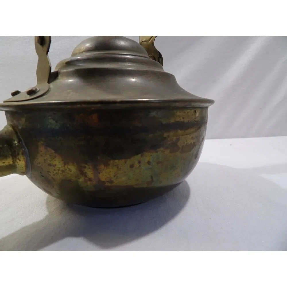 Vintage brass teapot, metal tea kettle, Made in India